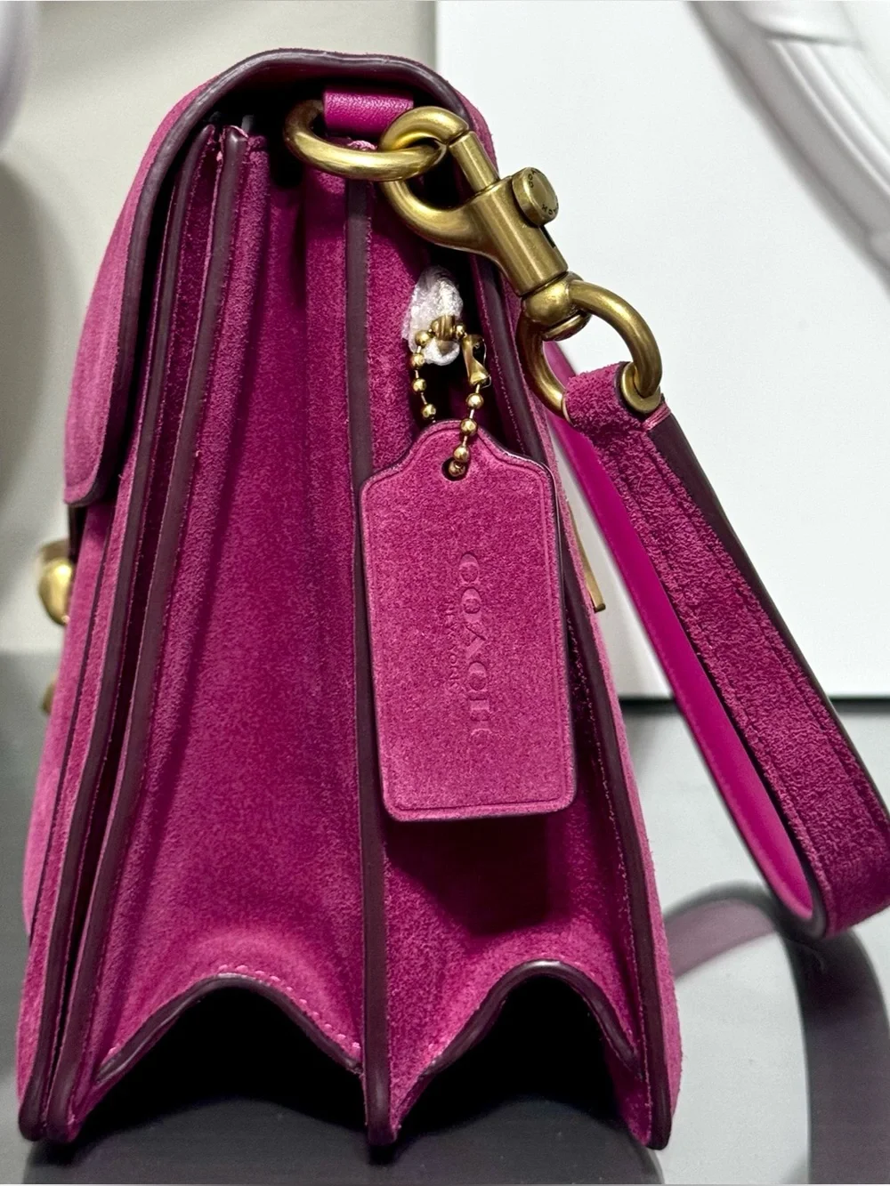COACH Tabby Suede Shoulder Bag 36, DARK FUCHSIA‎